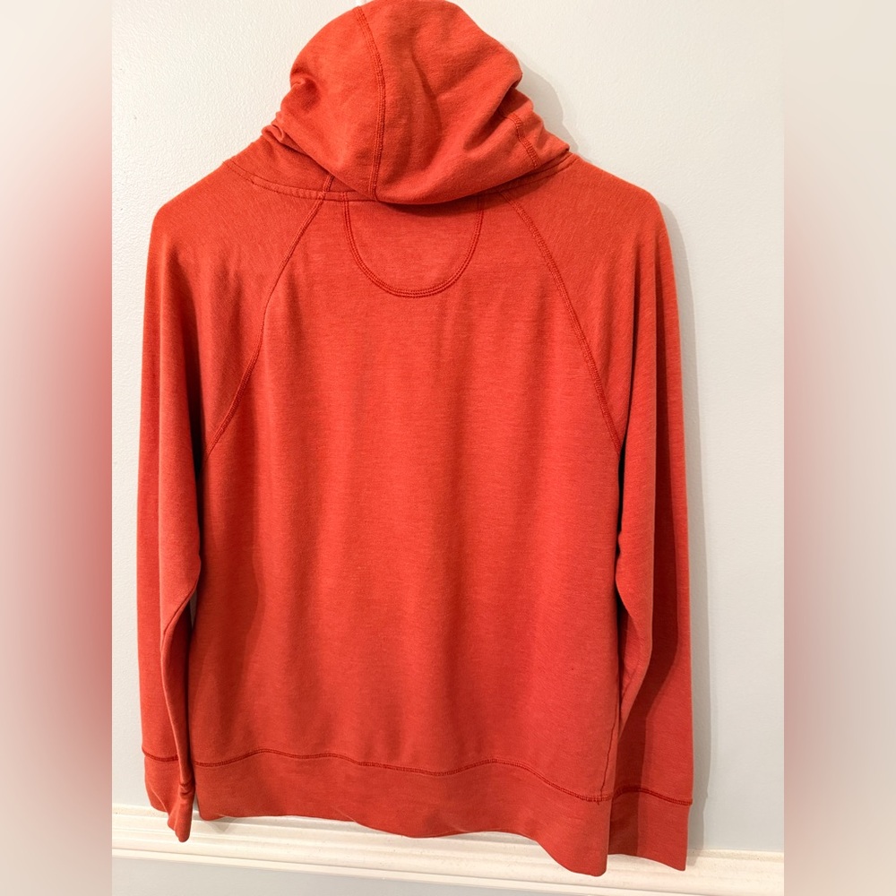 The North Face Cowl Neck Pullover Hoodie Coral Orange Kangaroo Pocket S/M - Picture 3 of 8